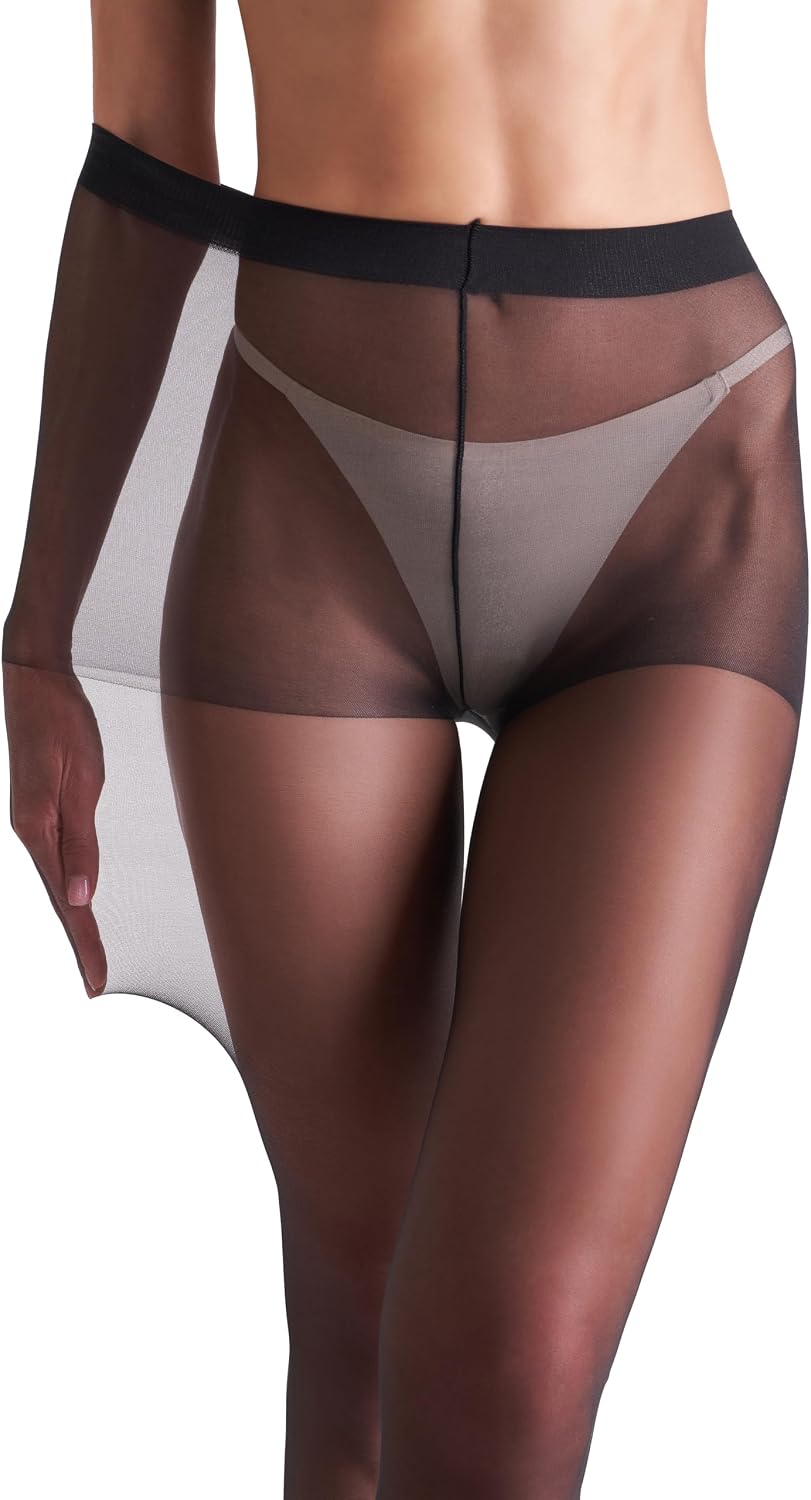 6 Pairs Sheer Tights for Women, 20D Ultra Sheer Pantyhose with Control Top, Daily Multi-Pack