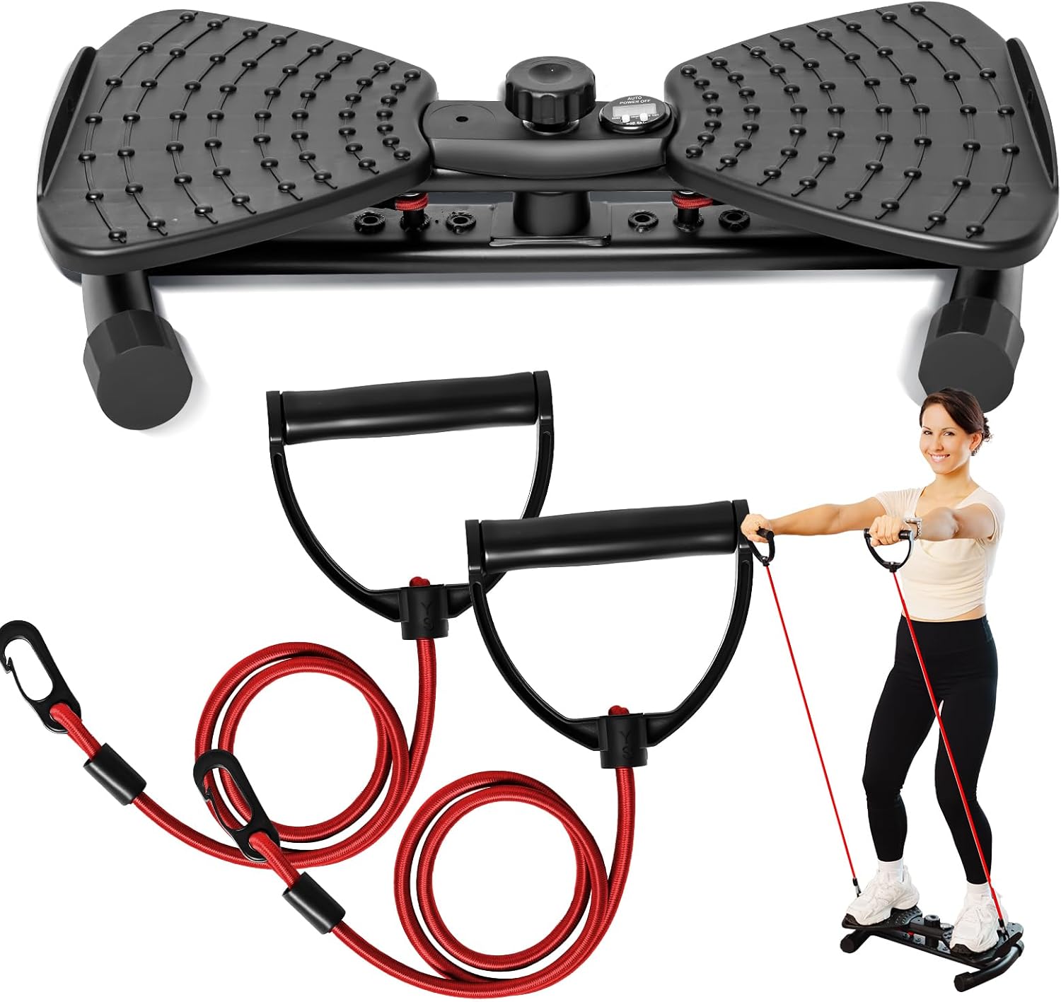 Waist Twister Machine, Adjustable Exercise Twist Board for Women Men, Noiseless Ab Twister for Home Gym Equipment, 330 lbs Capacity with Timer, Reps, Calories with Digital Display