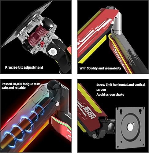 Miniatura 7 de Brazo de monitor resistente para pantalla ultraancha de hasta 49 pulgadas, 44 libras, soporte de escritorio con resorte de gas, totalmente ajustable