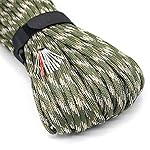 Survival Paracord Rope PSKOOK 100 Feet Fire Starter Parachute Cord 7-Strand Nylon with Red Tinder Cord PE Fishing Line Cotton Thread for Outdoor Lanyards, Bracelets, Handle Wraps (Forest Camo)