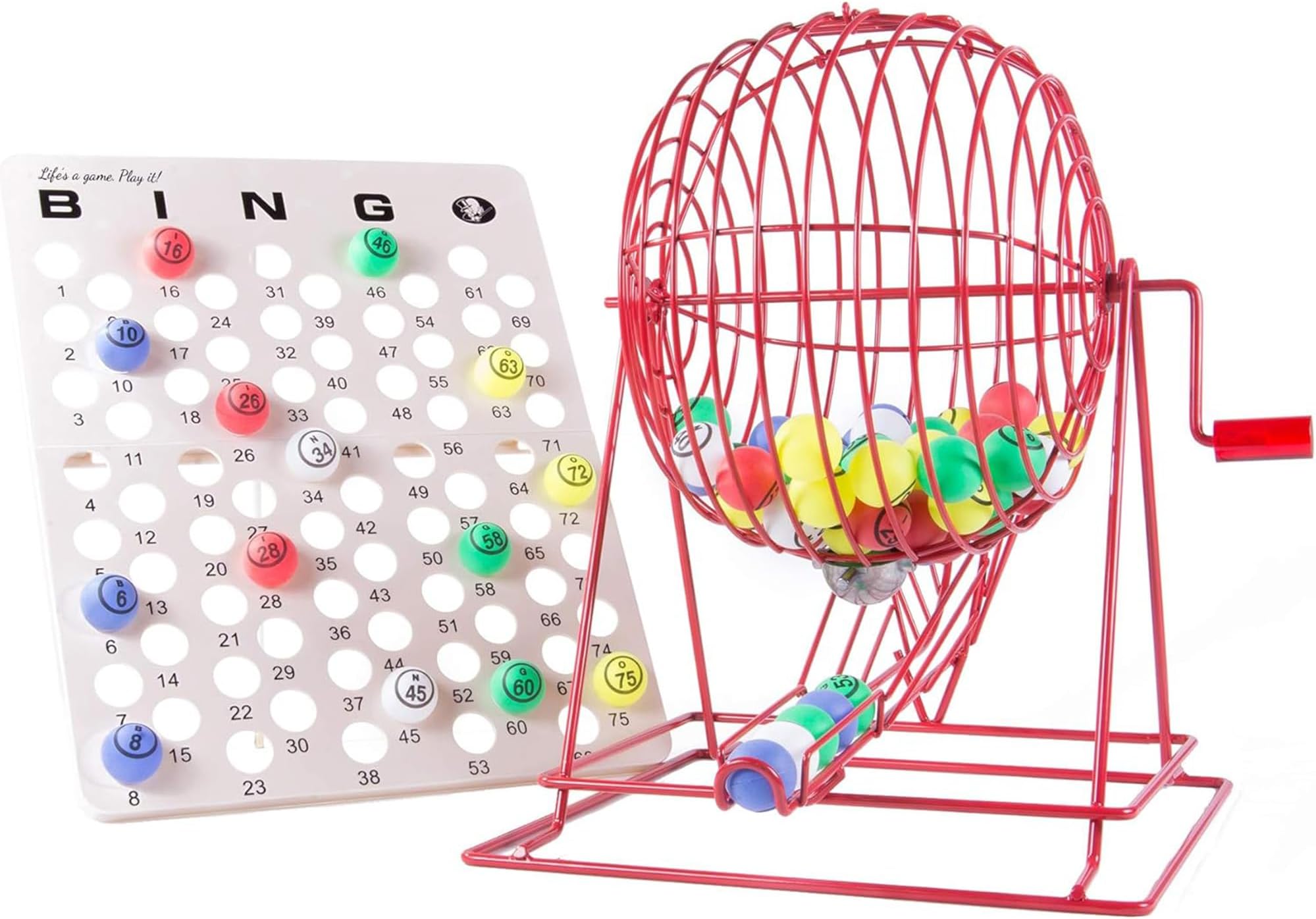 MR CHIPS Professional Bingo Game Set with Jumbo Cage, 1.57 Inch Double Sided Ping Pong Balls, Large Master Board for Adults, Kids, Seniors