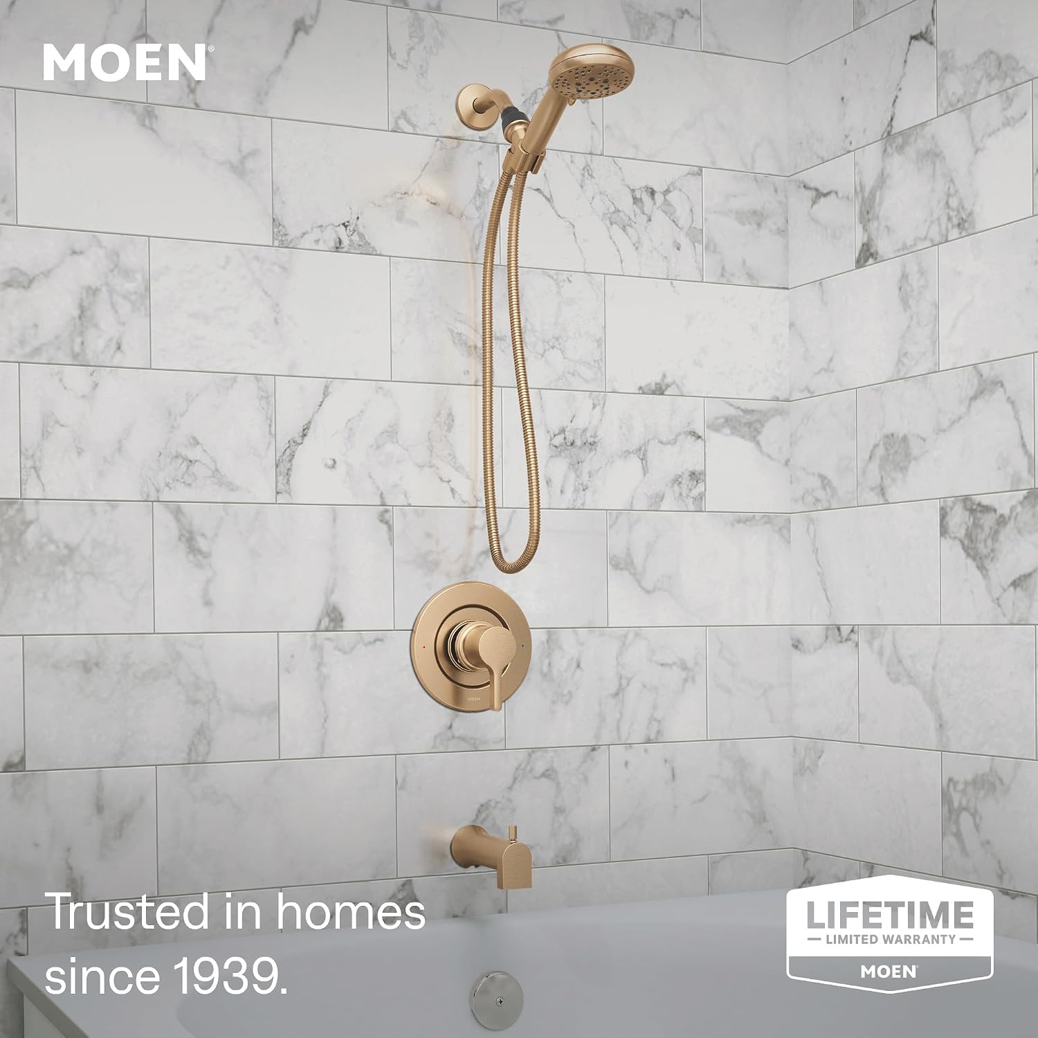 Moen 82775BZG Beric Single-Handle Tub and Shower Faucet, Bronzed Gold image 2