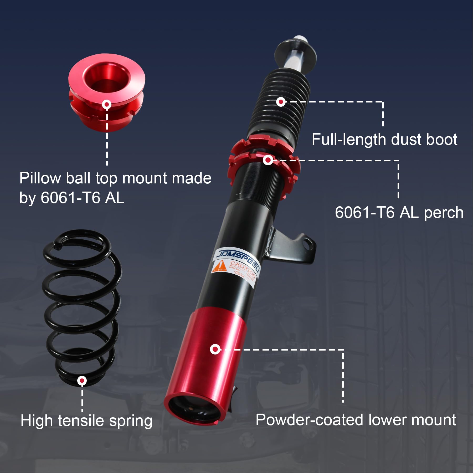 Amazon.com: JDMSPEED New Red Height Adjustable Coilover Suspension