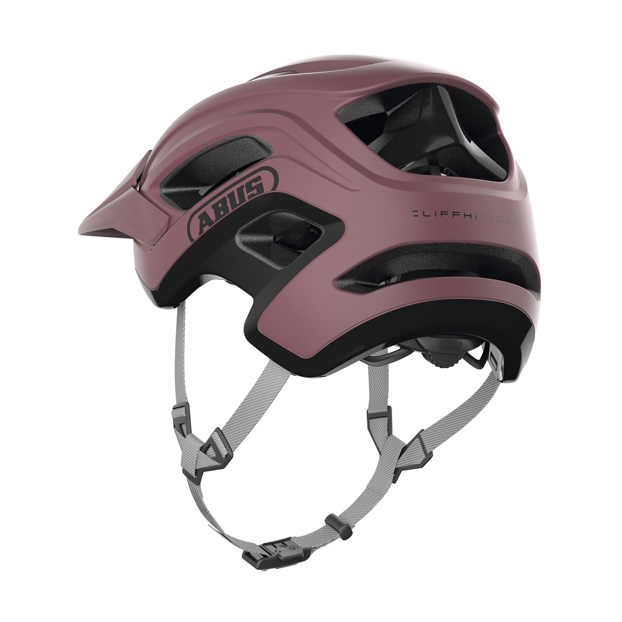 ABUS Cliffhanger Casco MTB para Bicicleta, Blush Red, L | Casco MTB para Singletrail y Enduro, cierre magnético, visera ajustable, almohadillas lavables