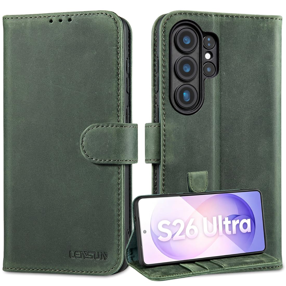 Étui en Cuir Véritable pour Samsung S26 Ultra 5G Housse Protection Intégrale Antichoc