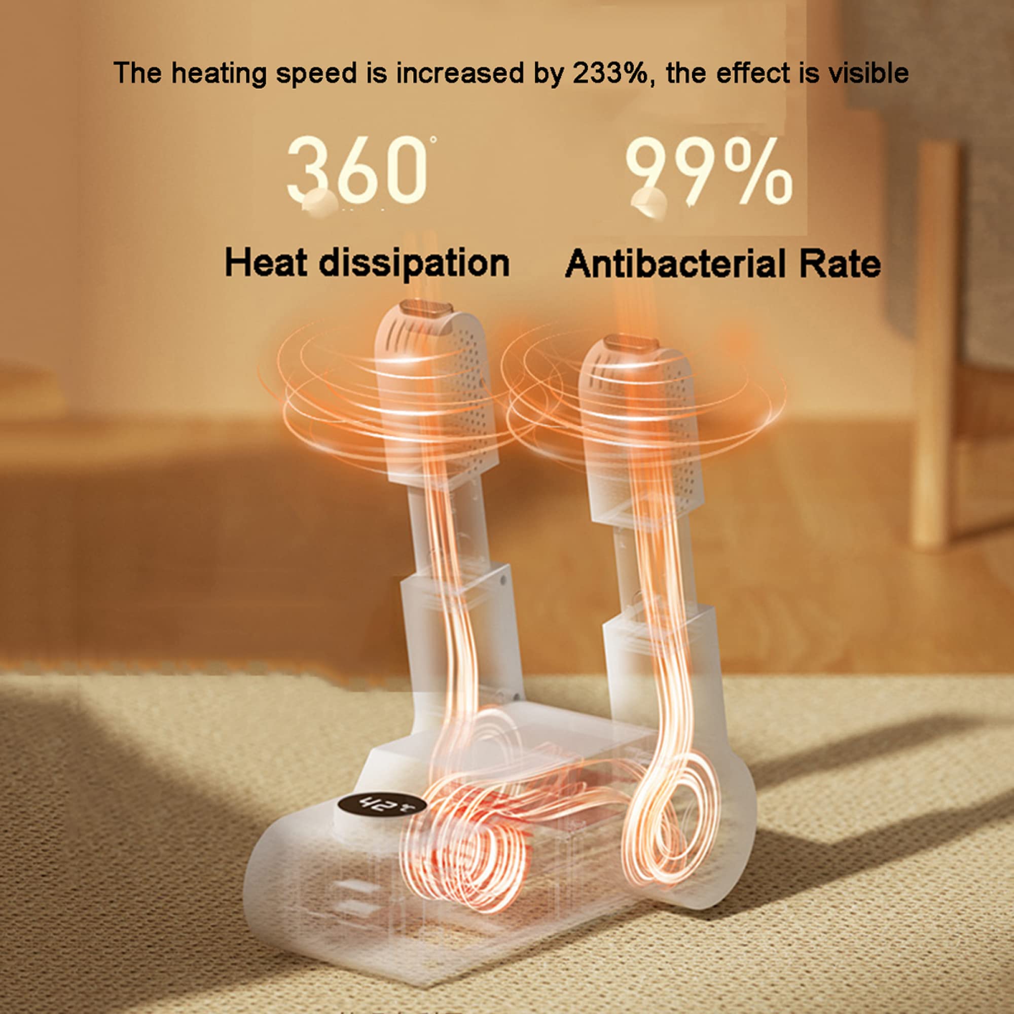 Faltbarer Elektrischer Schuhtrockner Schuhtrocknerwärmer mit Timer, Trocknen von Skischuhen, Schuhen, Mützen und Socken/White/Adjustable