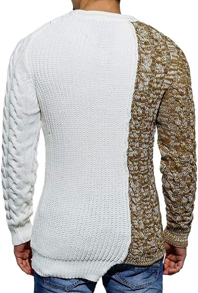 Taoliyuan Men's Pullover Sweaters Winter Ribbed Knitted Color Block Comfort Stylish Twisted Long Sleeve Sweater - Image 4