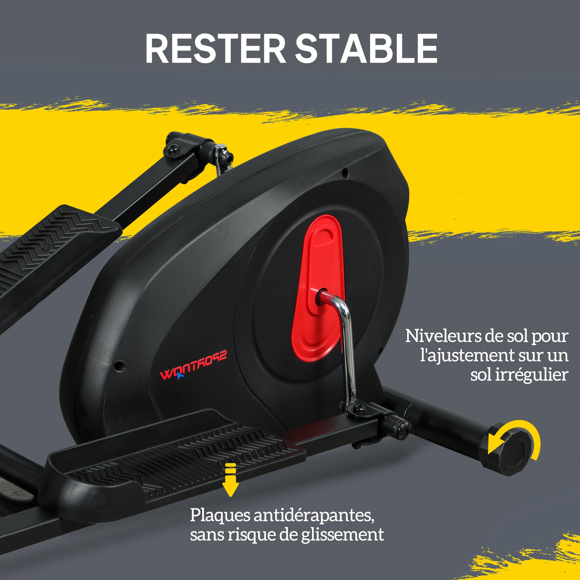 SPORTNOW Vélo elliptique pour la Maison Ultra Silencieux, vélo elliptique magnétique à 8 Niveaux de résistance avec écran LED, capteur de pouls, Porte-Bouteille et roulettes, Noir