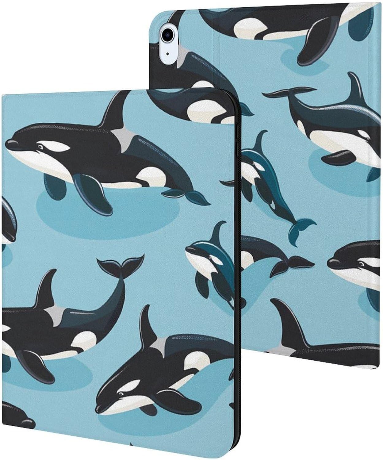 Killer Whales Orca Pattern Printed Case Trifold Stand Protective Cover Compatible with ipad 2019/2020/2021(10.2in)