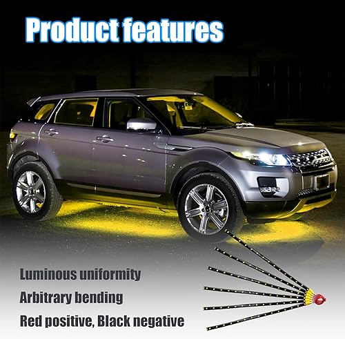 Miniatura 10 de Dickno 6 tiras de 15 luces LED para debajo de la carrocería, 1 pie y 12 V, impermeable, tira de luz LED interior y exterior con cable de 6 pulgadas,