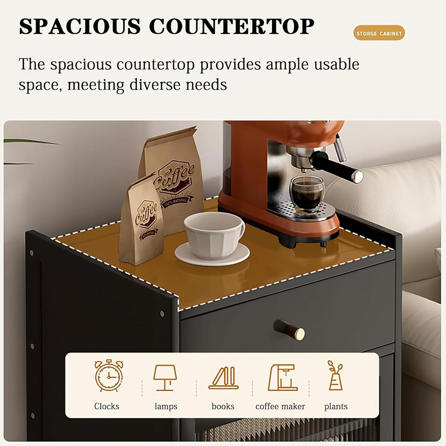 Robot Vacuum Stand Cabinet with Glass Doors,Sofa Side Table Storage Cabinet with Drawer,Stylish Hidden Sweeping Robot Storage Rack,Removable Shelf End Table for Home Office,Natural,31.4in