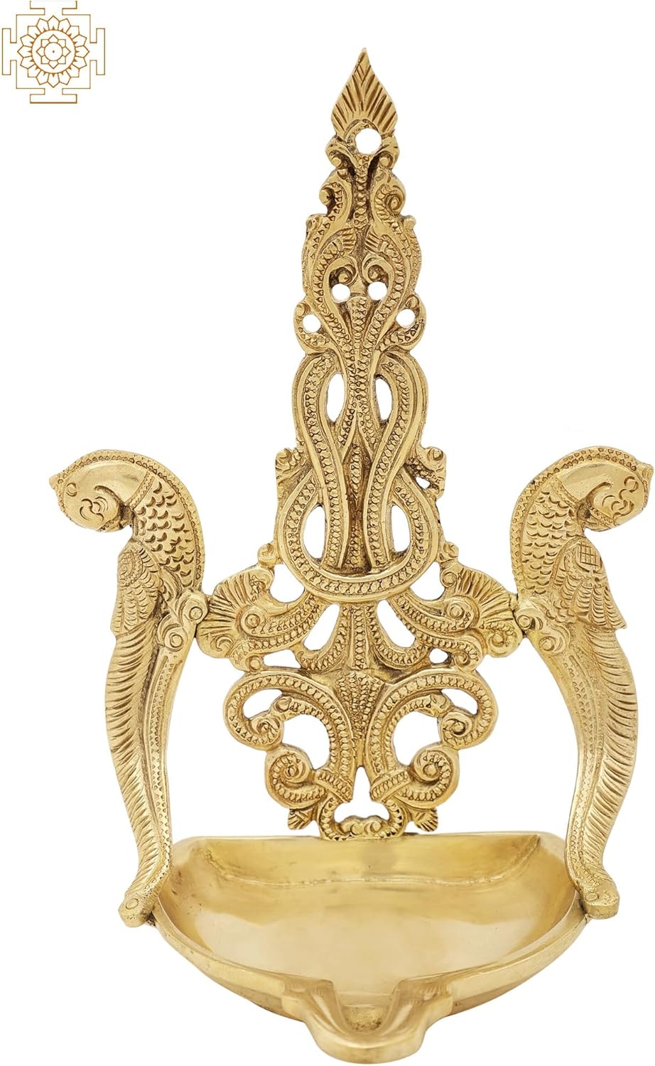 Exotic India Superfine Couple of Parrot Wick Lamp - Brass
