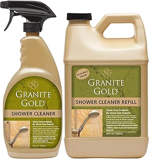 Granite Gold Shower Cleaner Spray For for Quartz, Granite, Marble, Ceramic, and Other Stone Tub Surfaces, 64 Fl Oz & 24 Fl Oz