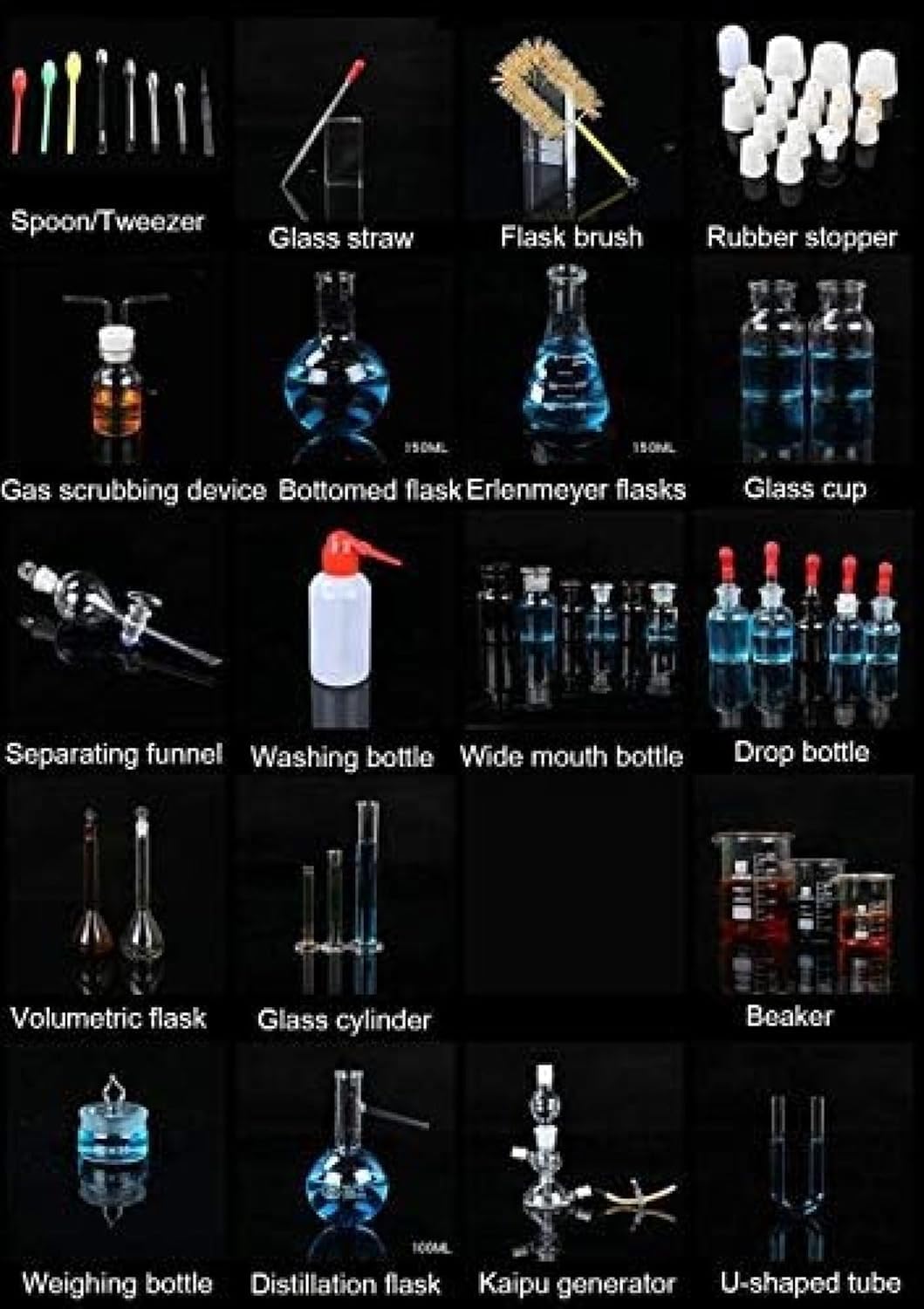 Set Completo di Attrezzature da Laboratorio per La Famiglia di Studenti di Chimica, Kit di Strumenti in Vetro per La Ricerca E Gli Esperimenti di Scienze Industriali
