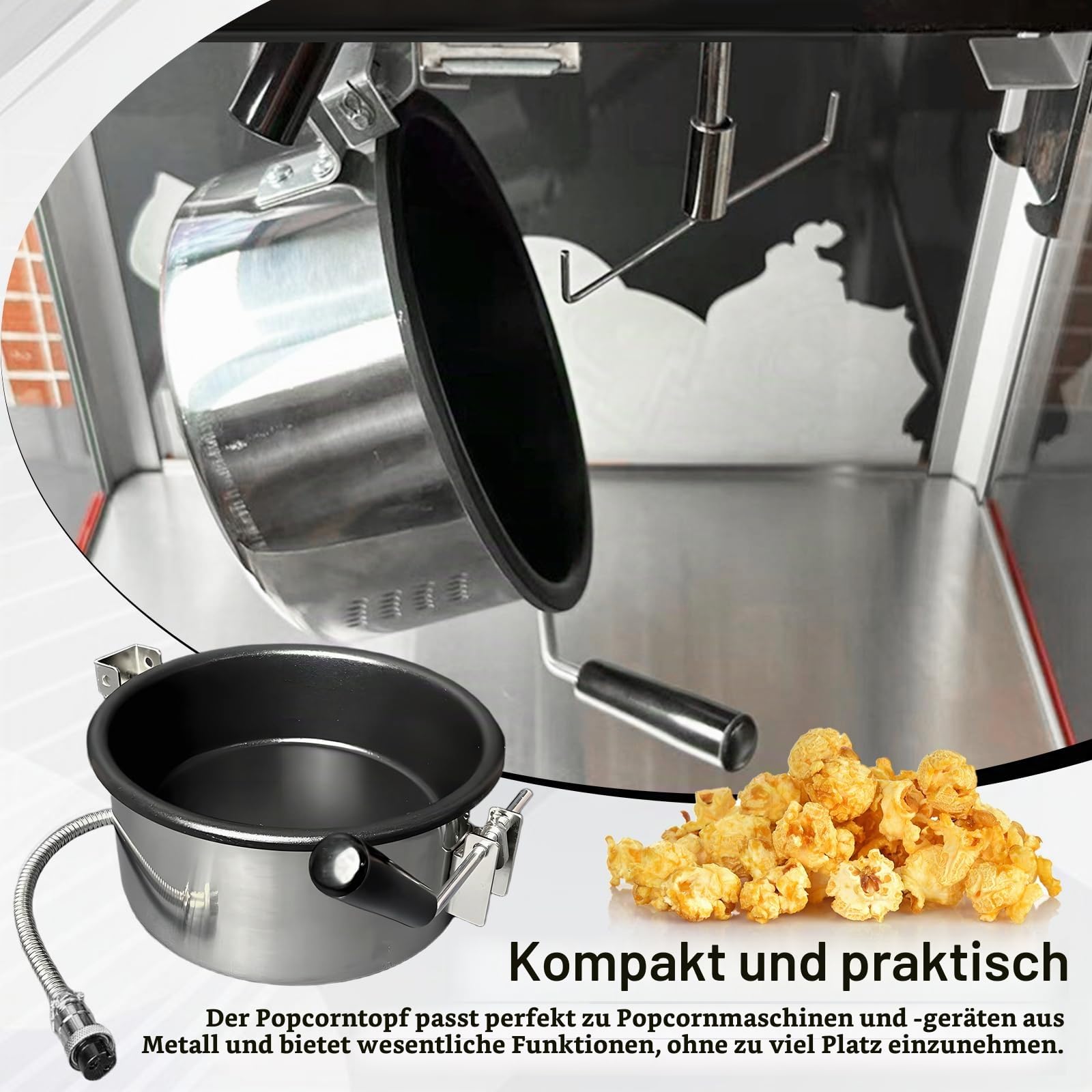 Heissluft Popcornmaschine Zubehör, Popcorntopf 2 Holes-15mm Elektrische Handgekurbelte Popcorn-Herstellerteile ​Topf Anti-Scorch-Pfanne Einfach zu Säubern für Mais und Snack