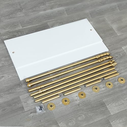 Miniatura 6 de Moderno y simple industrial con varillas de doble colgante, estante para colgar ropa, estante para colgar ropa, estante de madera de 2 niveles (un