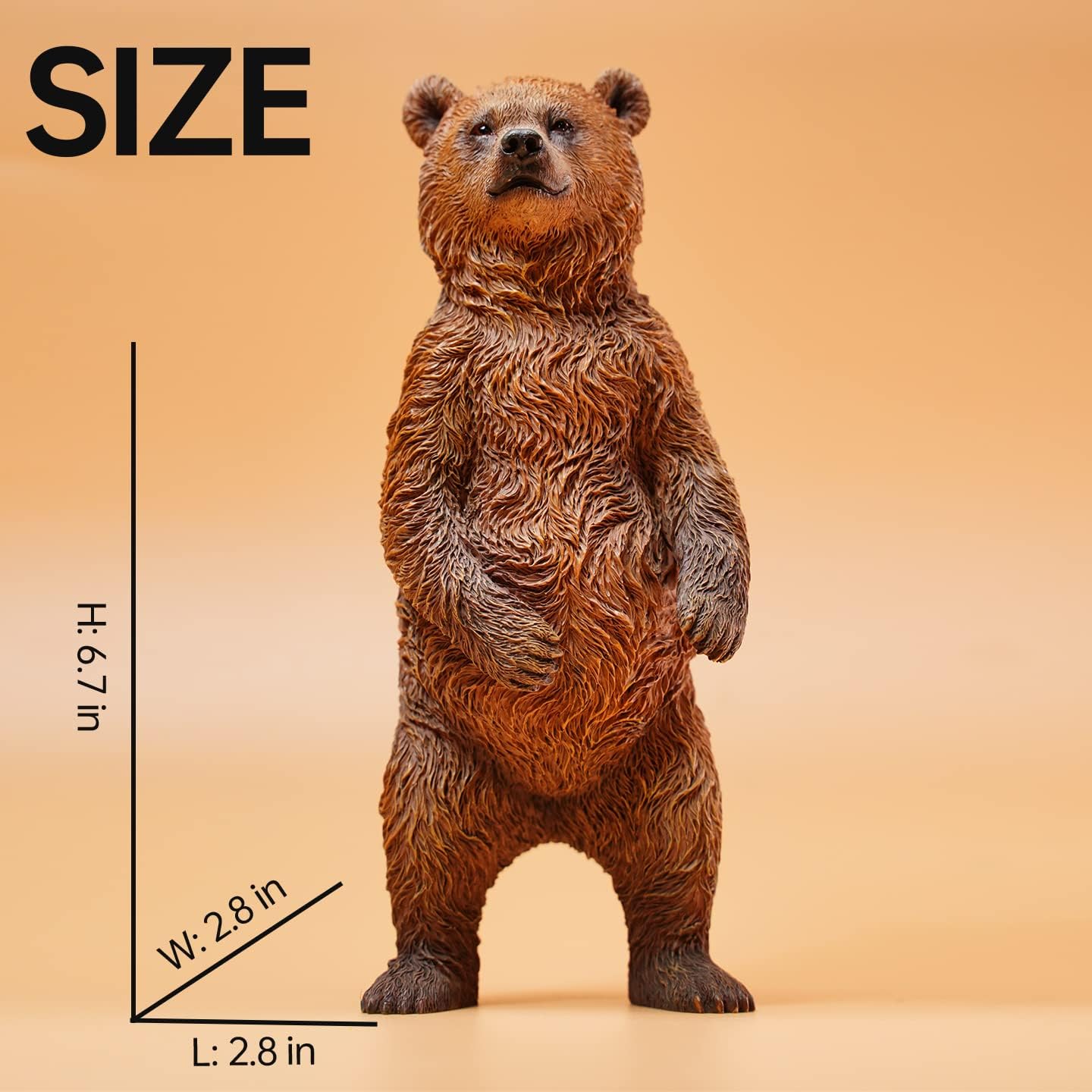 MMOS X JXK Standing Little Brown Bear, Bear Statue with Intricate Details, Gift for Animal Lovers