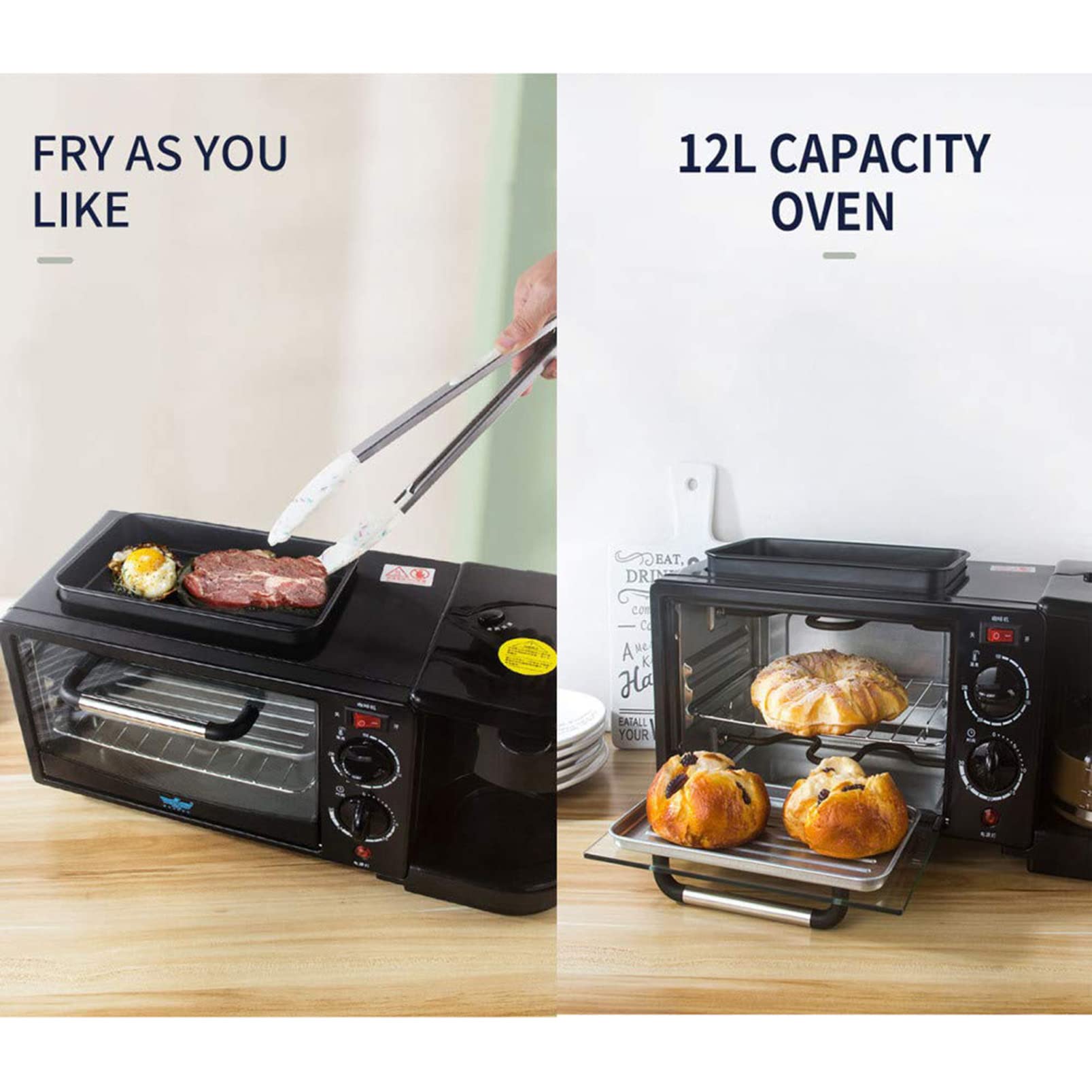 Estación de Desayuno Máquina de Desayuno pequeña Máquina de sándwich a la Parrilla eléctrica Multifuncional Sartén Mini Horno Cafetera Adecuada for electrodomésticos de Cocina