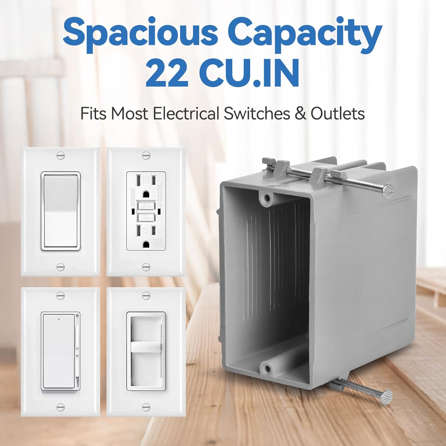 CycevSun Single Gang Electrical Box New Work, 22 Cu.in, UL Listed, 6 Pack - Image 3