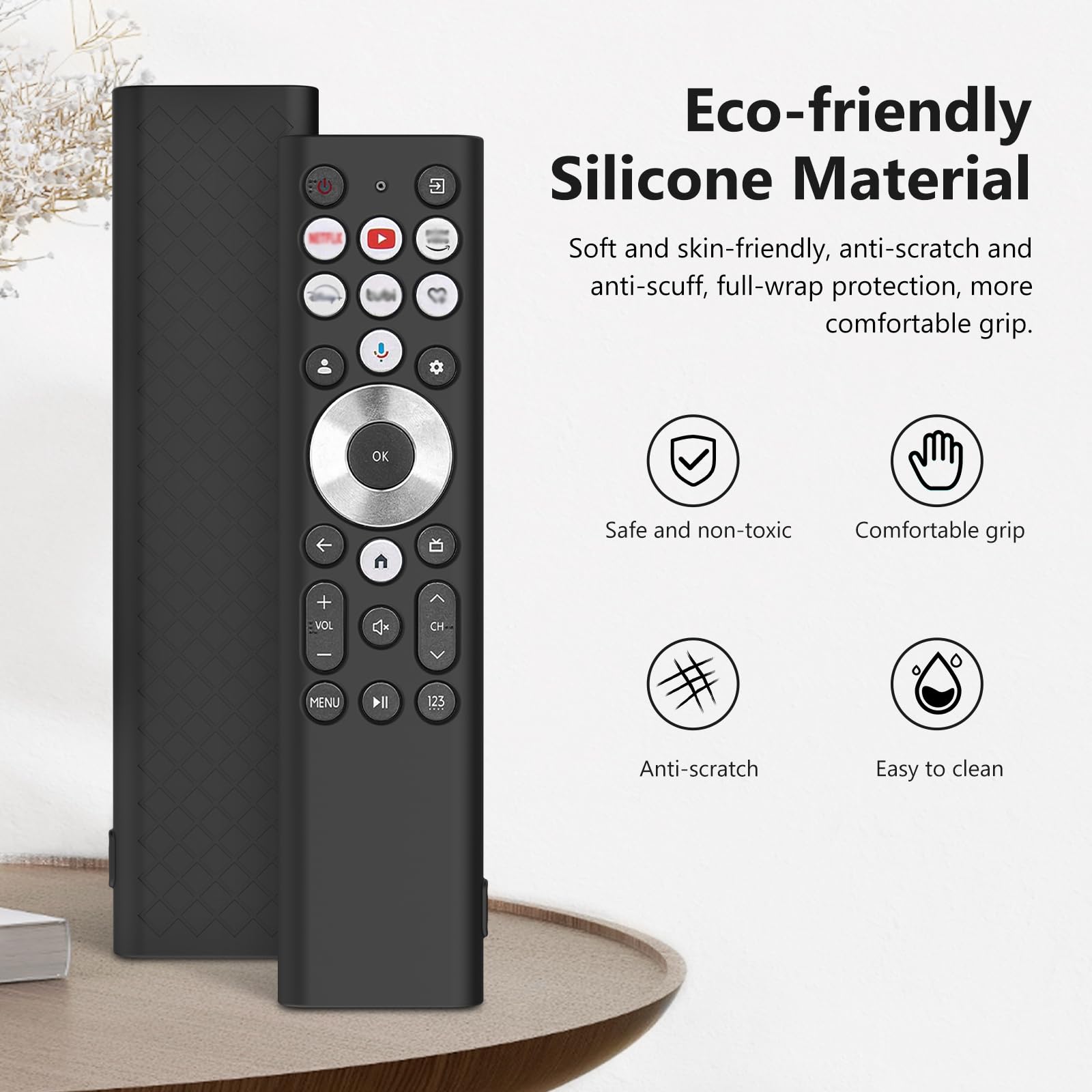 USTIYA SG Funda Control para Hisense Smart TV ERF6A80/ERF6G80H/ERF6F80H 85U88N Clase A7 U8 Series 4K para Google TV Control Remoto Case Silicone Remote Protection Cover Protector (Negro)