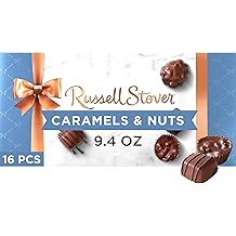 Russell Stover Caramel and Nuts in Milk and Dark Chocolate, Mother's Day Chocolate Gift Box, 9.4 Ounce
