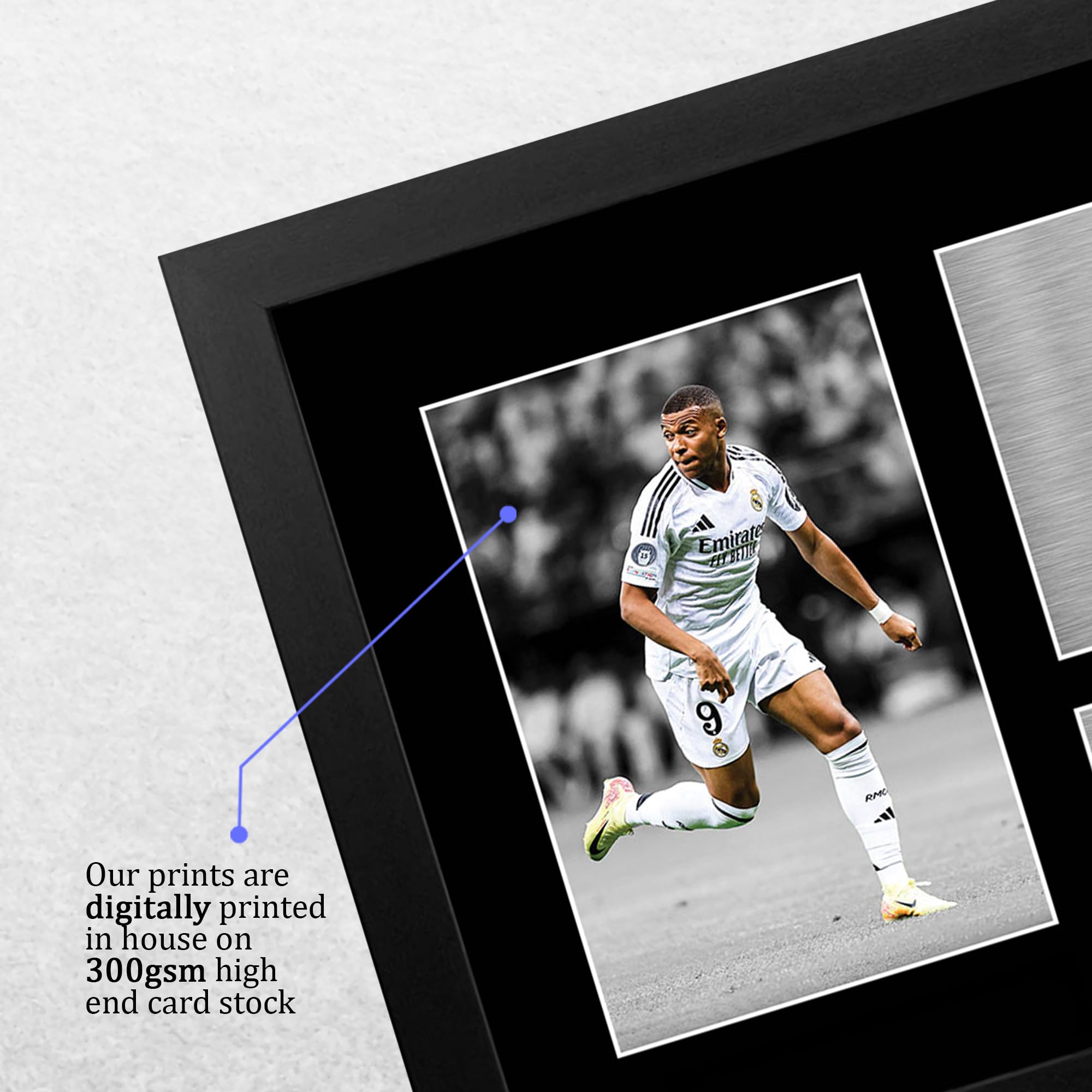 HWC Trading Kylian Mbappe Real Madrid Geschenke Gedrucktes Signiertes Autogramm Foto für Fußball Anhänger and Fans - A4 Gerahmt