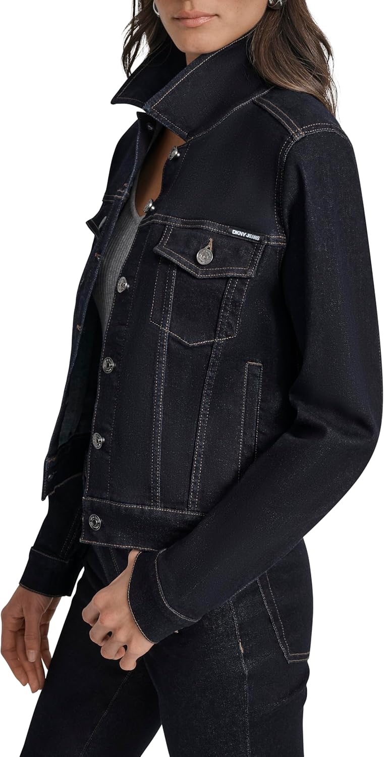 DKNY womens Denim Jacket With Chest Pockets - Image 3