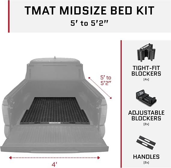 Tmat Midsize Truck Bed Organizer Slide Out Mat | Universal Fit