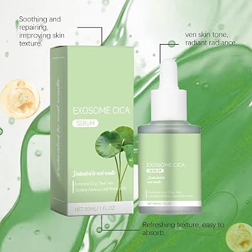 Exosome Cica Tea Tree Ampoule,Soothing Facial Serum,Hydrates & Soothes Skin Oil,Improves Uneven Skin Tone for Sensitive