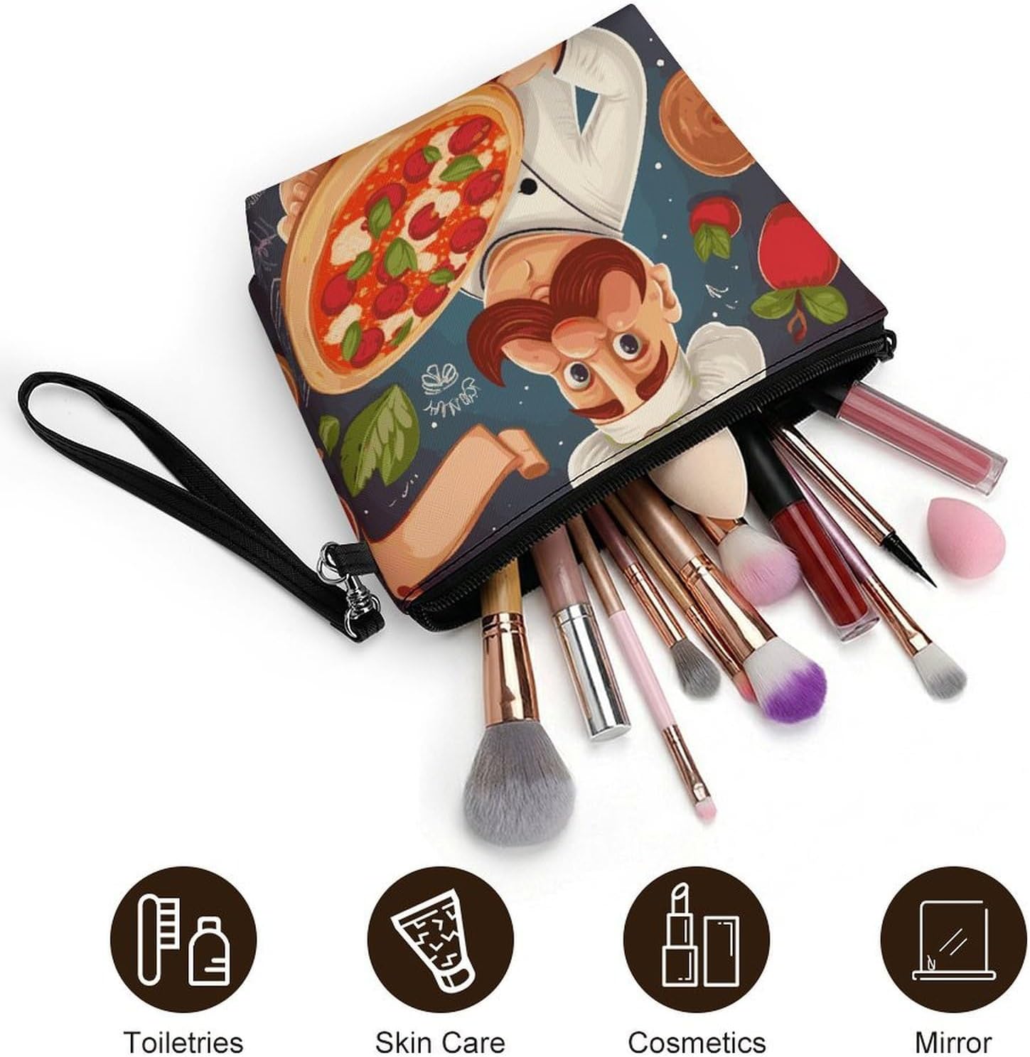 Chef Pizza Travel Makeup Bag Large Capacity Toiletry Bag image 5