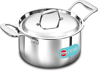Hawkins 3 Litre Pro TriPly Stainless Steel Milk Pan with Stainless Steel Lid, Milk Pot, Sauce Pan, Silver (PSMP30S)