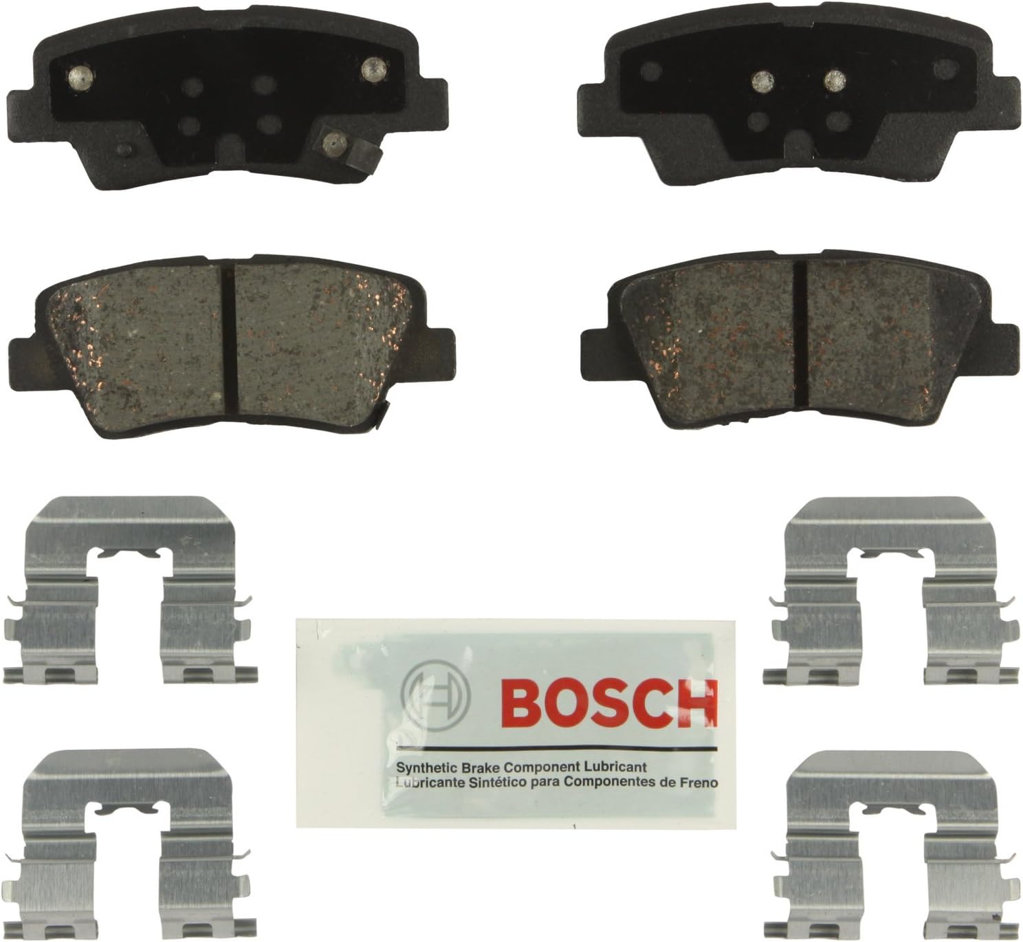 BOSCH BE1313H Blue Ceramic Disc Brake Pad Set With Hardware - Compatible With Select Hyundai Azera, Elantra, Sonata; Kia Amanti, Optima, Soul; REAR