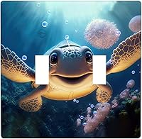 Vista 28 de Baby Turtle - Cubierta decorativa de pared para interruptor de luz de palanca de 1 banda, lindas tortugas subacuáticas, placa frontal eléctrica