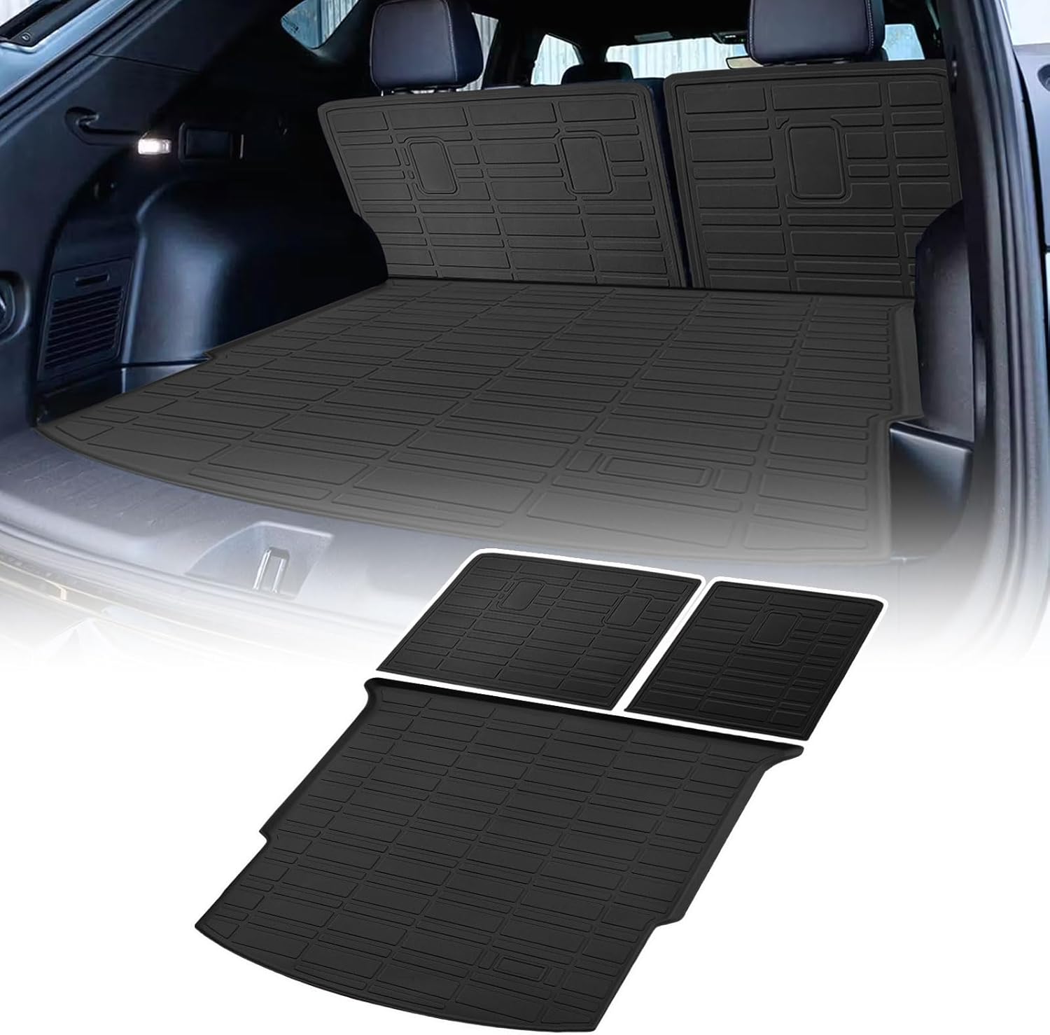 Cargo Liner Compatible with 2023-2025 GMC Hummer EV SUV Trunk Mat Cargo Mat Back Seat Cover Protector (Backrest Mats+Trunk Mat)