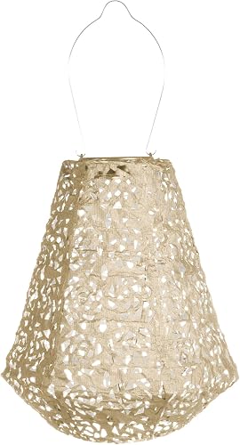 Allsop Soji Stella Prism Solar Lantern, 11" LED Outdoor Light, Handmade with Weather-Resistant UV Treated Fabric, Stainless Steel Hardware, Auto Sensor on/Off, for Patio, Deck, Garden