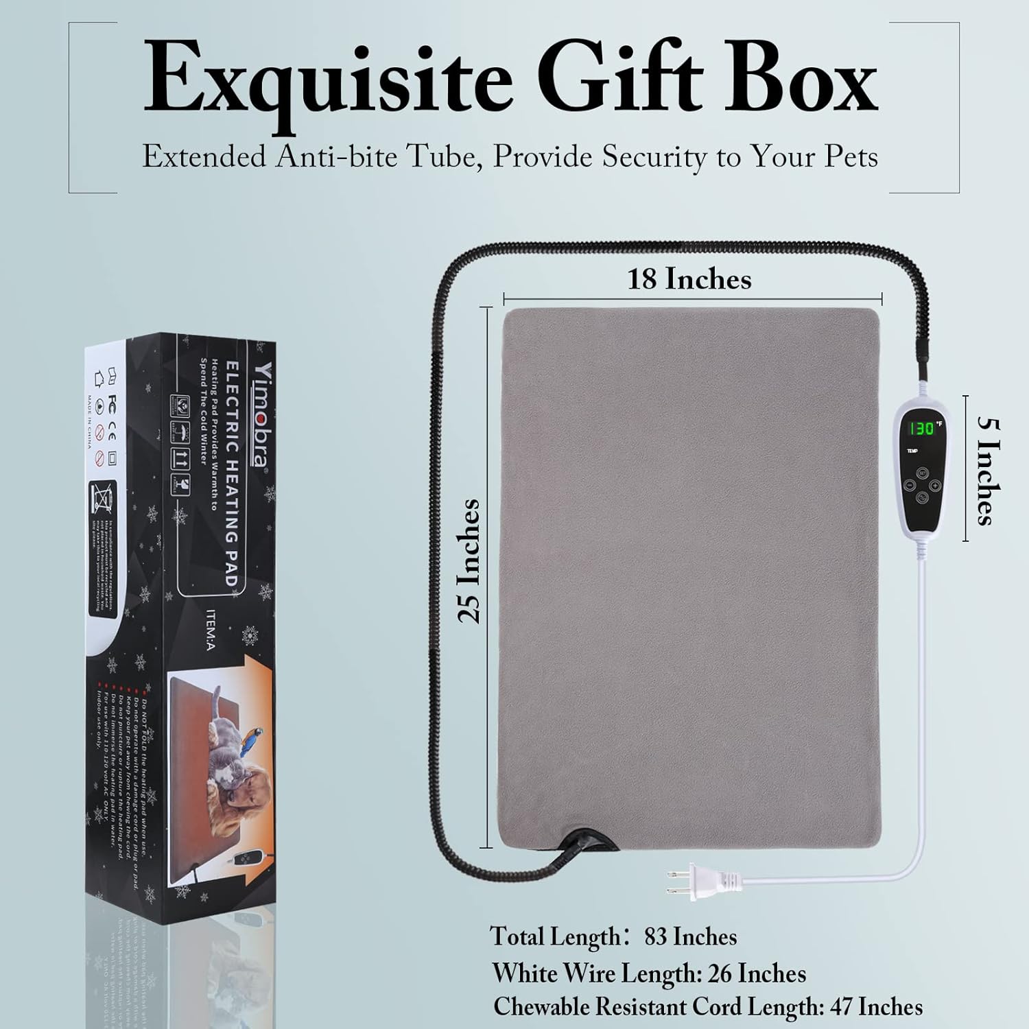 Yimobra Pet Heating Pad, Upgraded Heating Film Technology Make Temperature More Evenly Comfortable and Safer, 1-24h Auto Power Off and Adjustable Temperature Heated Dog Cats Bed or Mat : Pet Supplies