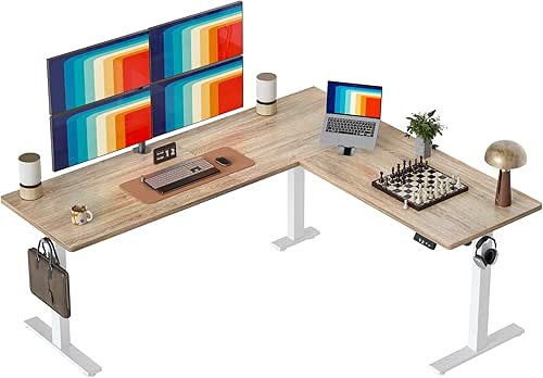 TIQLAB 75 x 61 inch L Shaped Standing Desk Adjustable