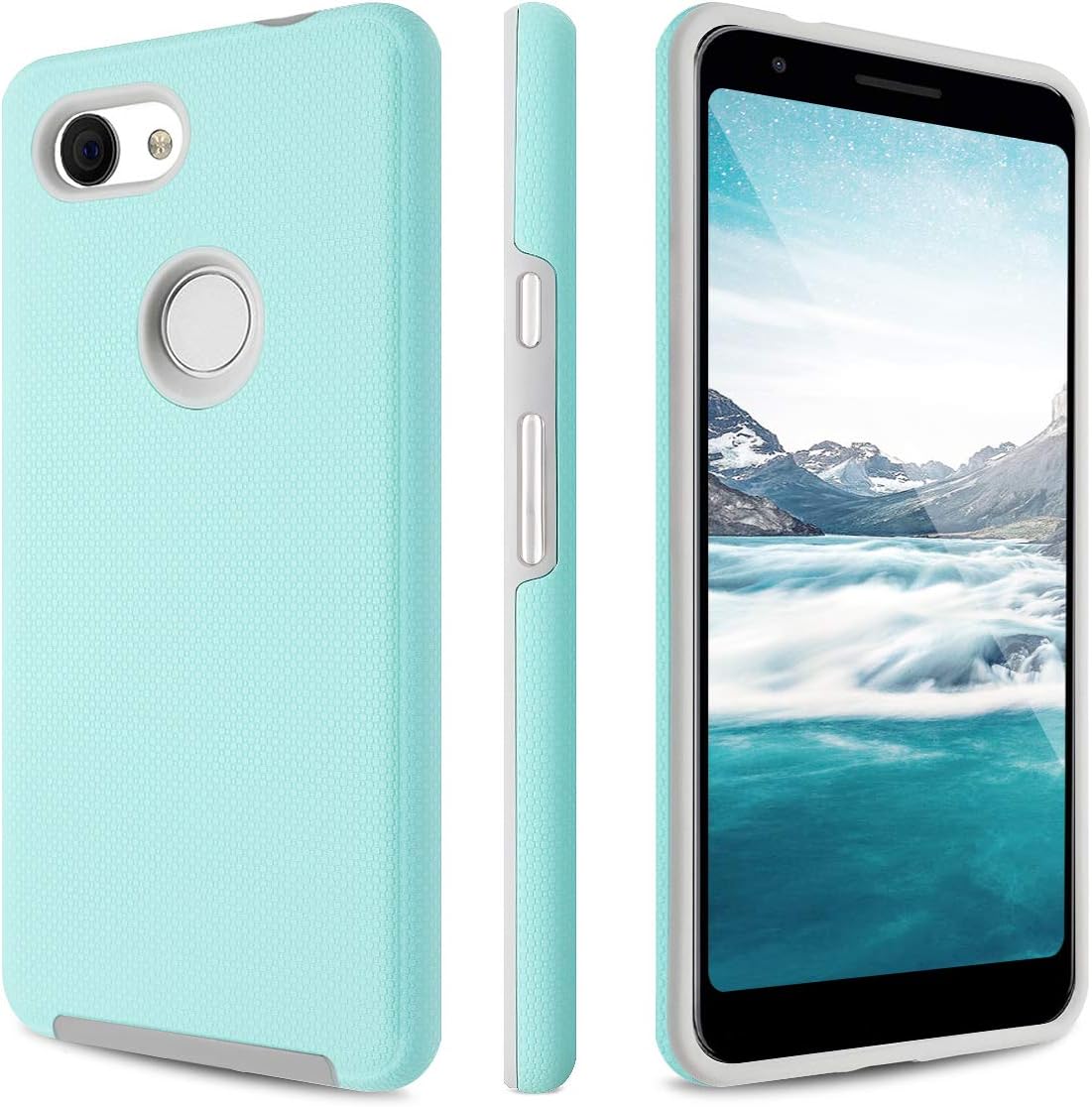 Fingic Google Pixel 3a XL Case, Pixel 3a XL Case, Slim Soft TPU Hybrid Hard PC Shock Absorption Dual Layer Anti Scratch Shockproof Protective Phone Case for Google 3a XL 6 inch (2019), Mint Green