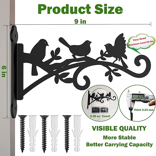 Miniatura 9 de Paquete de 2 ganchos de pared colgantes para plantas de 12 pulgadas, ganchos de pared para comedero de pájaros, gancho de metal resistente para