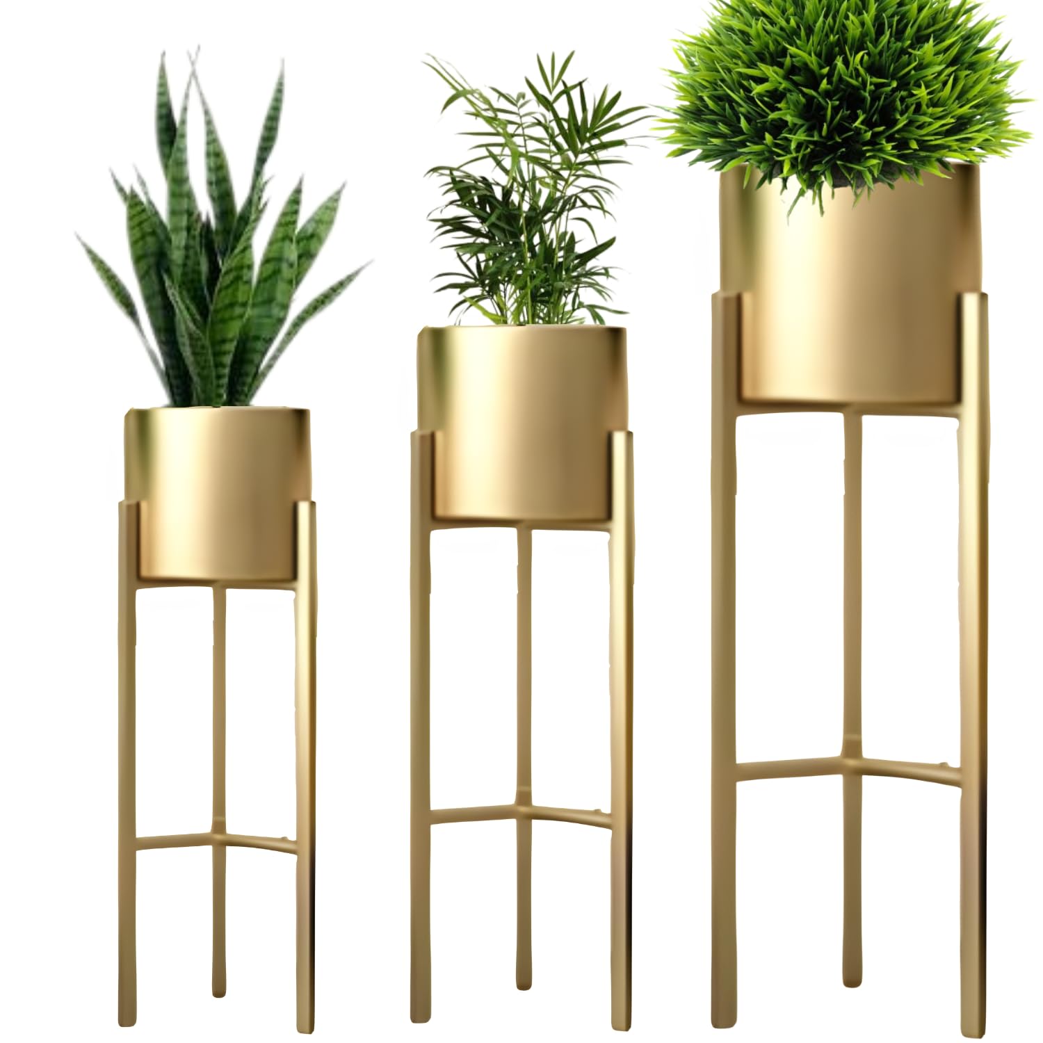 JS HANDICRAFT Unique Metal Floor Flower Stands Planter for Living Room Bedroom Display Plant Stand Tall Indoor Plant Stand with Planter Pot -Set of 3 Gold Powder Coated (B0D5S3LNJN) Amazon Price History, Amazon Price Tracker