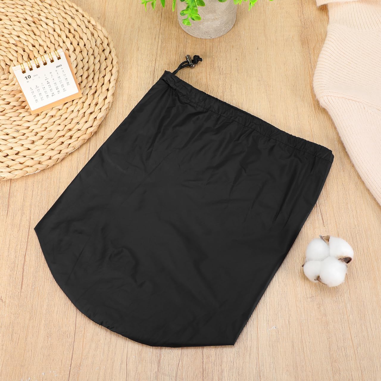 GALPADA Waterproof Drawstring Stuff Sack Garment Bags for Travel Down Jacket Raincoat Clothes Storage Pouch Windbreaker Closet Luggage Organizer Lightweight Black Outdoor Clothing Holders 13 Inches