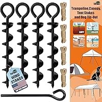 Vista 11 de Eurmax USA Estacas para tienda de campaña con forma de sacacorchos para perros, estacas de acero para cama elástica con varilla de hierro