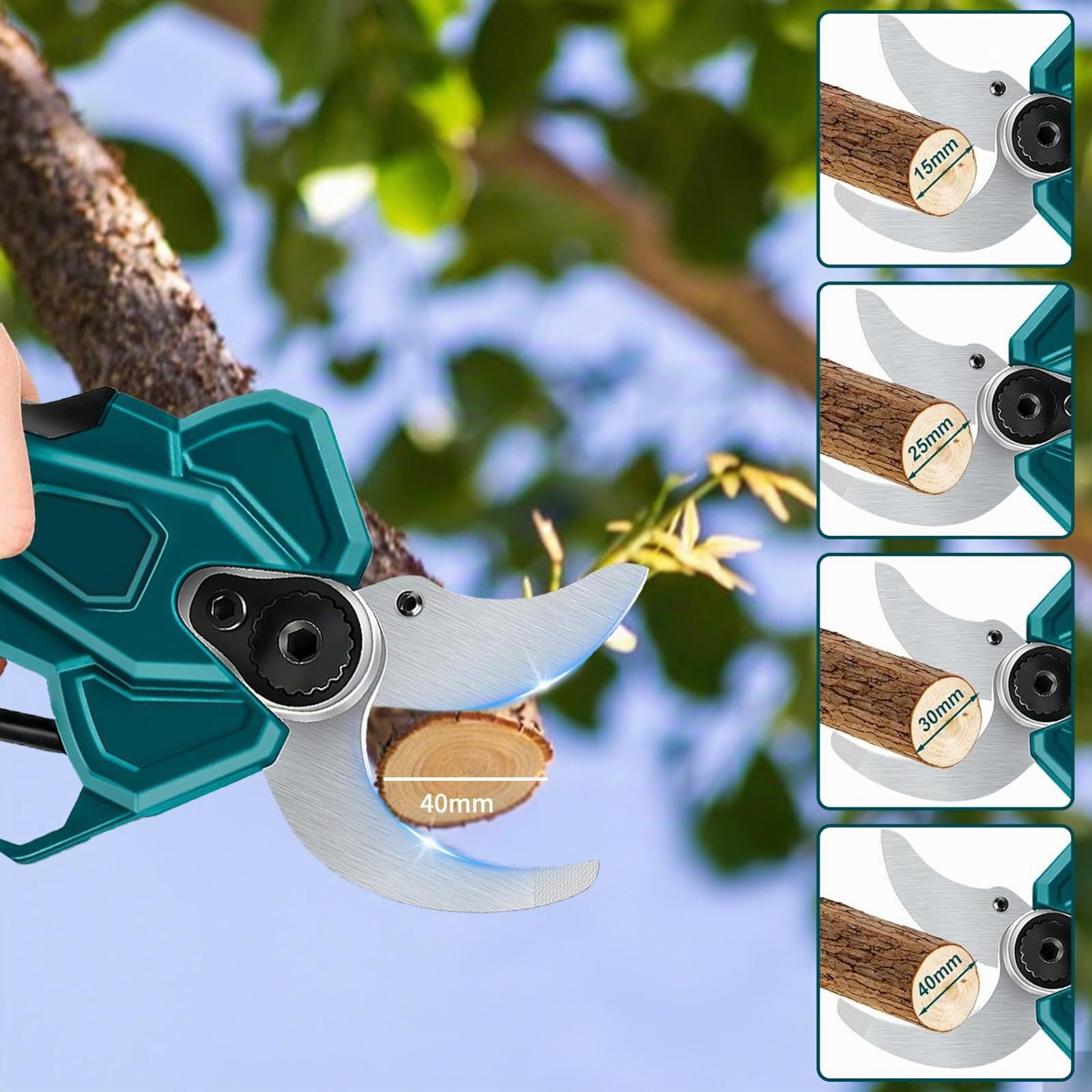 Sécateur électrique sans fil pour batterie Makita, Sécateur de Jardin électrique diamètre de coupe max 65 mm Ciseaux de Jardin sans Fil 4 vitesses avec écran LCD pour branches, arbustes