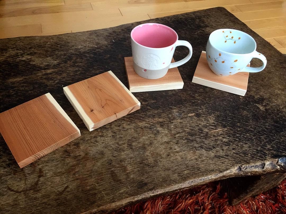 陶製コースター ハート形 クリスマスツリー ギフト 赤色背景 吸水 6枚