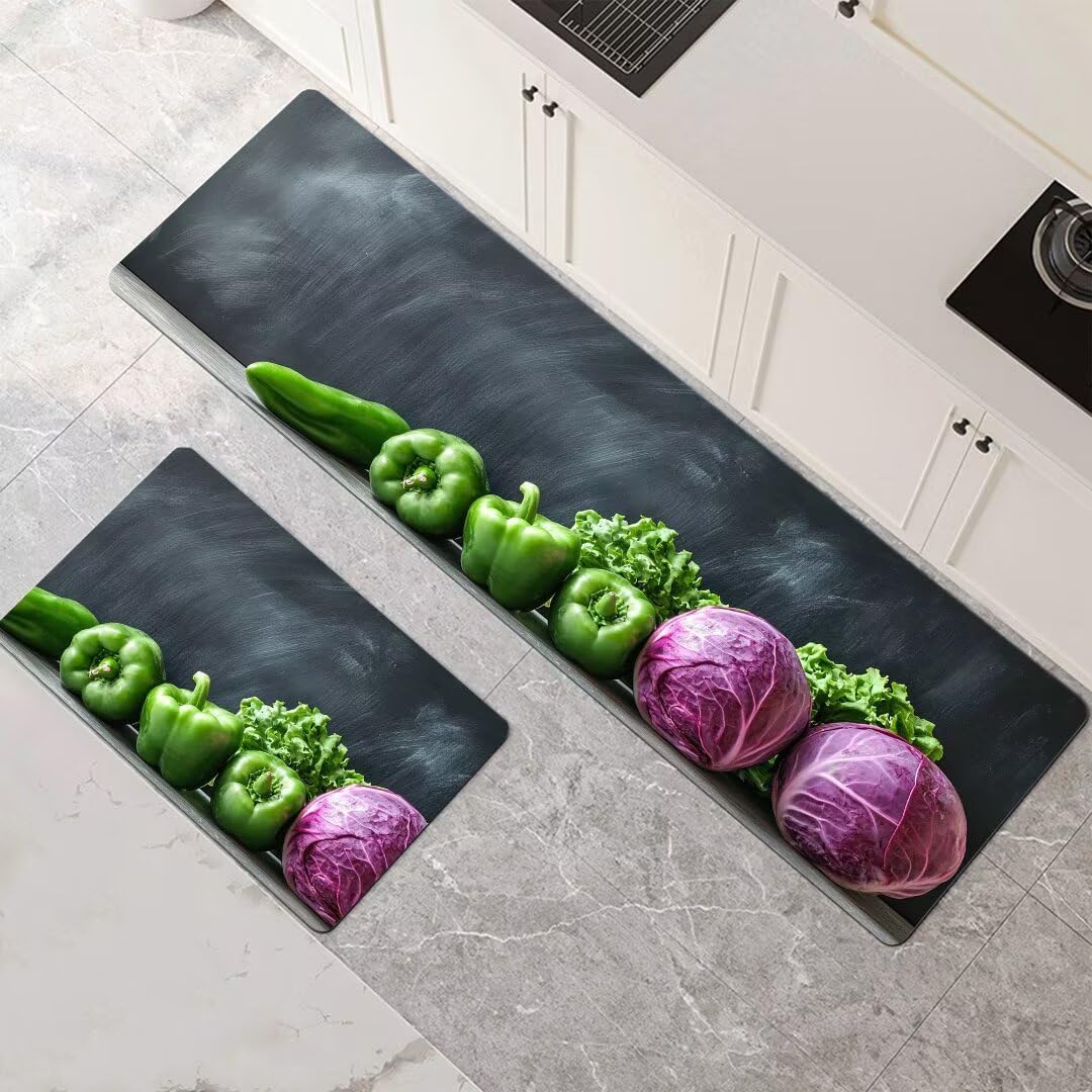 Tapis cuisine absorbant et lavable motif Vegetables pour embellir votre buanderie