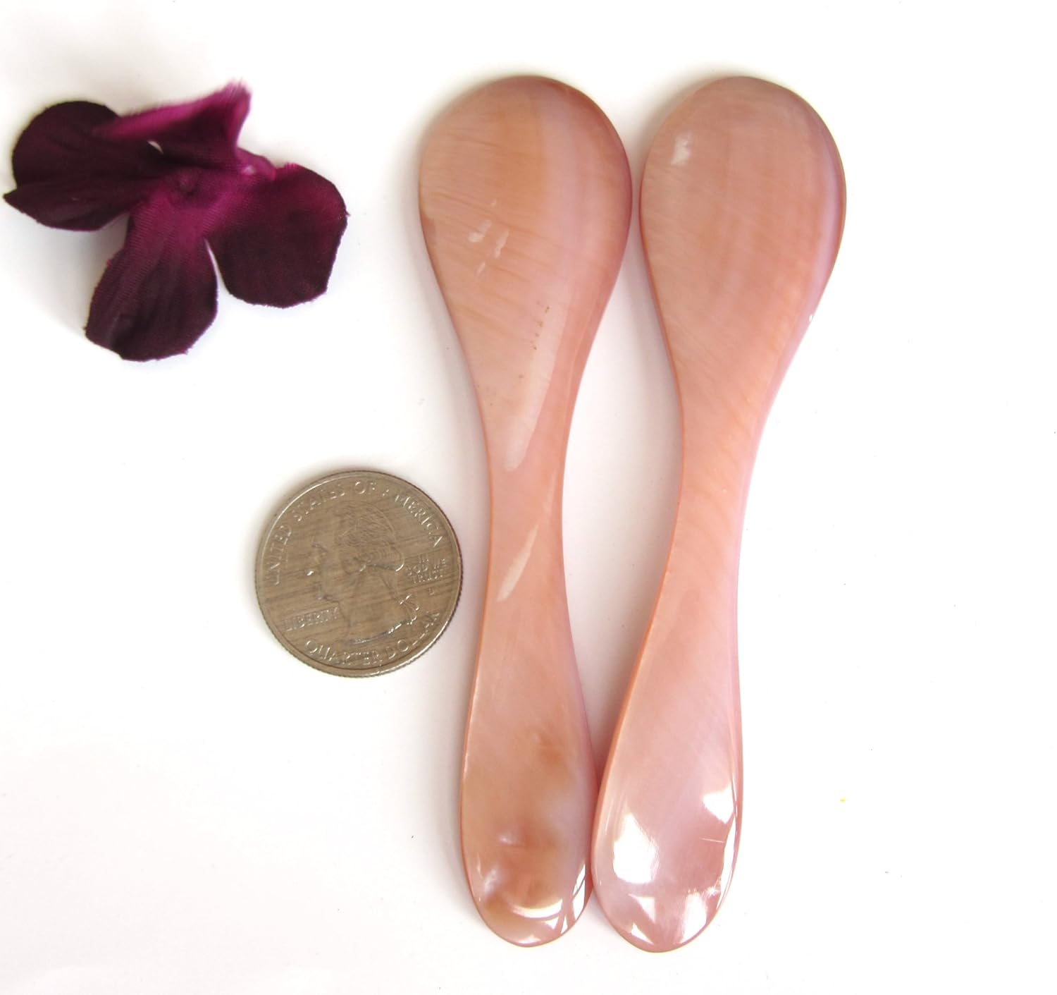 Marycrafts Set of 6 Pink Mother of Pearl MOP Caviar Spoons W Round Handle : Home & Kitchen