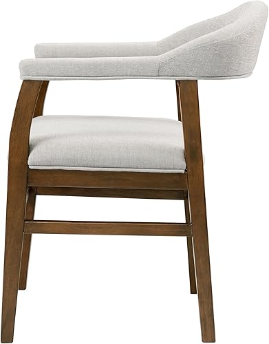 Miniatura 5 de Acme Darcy - Silla auxiliar tapizada en color gris y nogal oscuro (juego de 2)