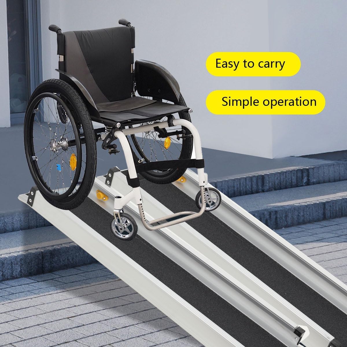 2 Rampas Telescópicas Portátiles para Sillas De Ruedas | Rampa para Umbrales De Puertas Y Escaleras, Capacidad De Carga De 275 Kg, Longitud Extendida De 122 Cm Y Altura Máxima del Escalón De 200