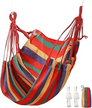 Bedroom Hammock Chair Thicken Padded Suspended Design | Canvas Hammock Swing Chair for College Students, Dorm Room, Bedroom, Indoor, Outdoor, Patio, Garden, Balcony, Apartment,