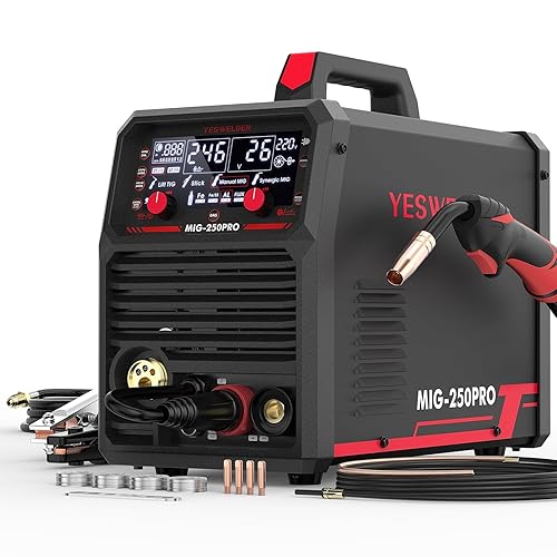 YESWELDER MIG-250 PRO Aluminum MIG Welder, 250Amp 220V Advanced Digital Display, MIG/Pulsed MIG/Flux Core/Aluminum MIG/Lift TIG/Stick 6-In-1 Multiprocess Welding Machine, Spool Gun Compatible - MIG-250PRO